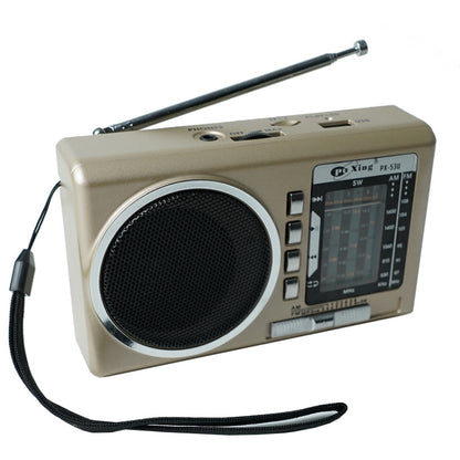 BAIJIALI PX-53U Champagne Gold Multi-band Retro Pointer Radio USB Plug In Card Radios - Consumer Electronics by BAIJIALI | Online Shopping UK | buy2fix