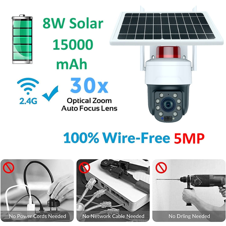 RH-Q10 Graffiti 5MP Wifi Wireless Solar Camera 30X Optical Zoom Auto Tracking Patrol IP66 Waterproof - Wireless Camera by buy2fix | Online Shopping UK | buy2fix