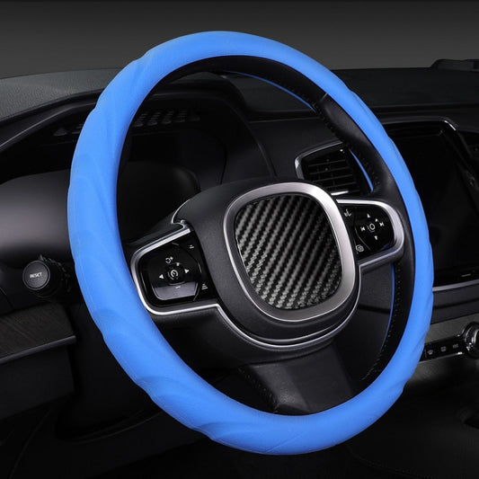 Silicone Non-slip Wear-resistant Steering Wheel Cover, Size: 37-42cm(Blue) -  by buy2fix | Online Shopping UK | buy2fix