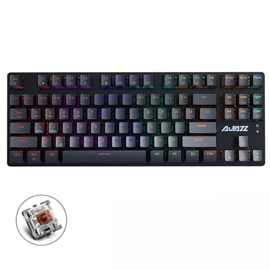 Ajazz AK40pro 87 Keys Bluetooth/Wireless/Wired Three Mode Game Office Mechanical Keyboard Mixed Light Tea Shaft (Black) - Wireless Keyboard by Ajazz | Online Shopping UK | buy2fix