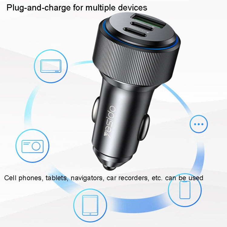 Yesido Y50 Car USB3.0 Fast Charger 30W Aluminum Alloy PD Fast Charging(Black) - Car Charger by Yesido | Online Shopping UK | buy2fix
