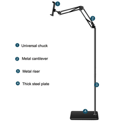 155cm Mobile Phone Tablet Live Broadcast Bedside Lifting Bracket Telescopic Floor Stand (White) - Lazy Bracket by buy2fix | Online Shopping UK | buy2fix