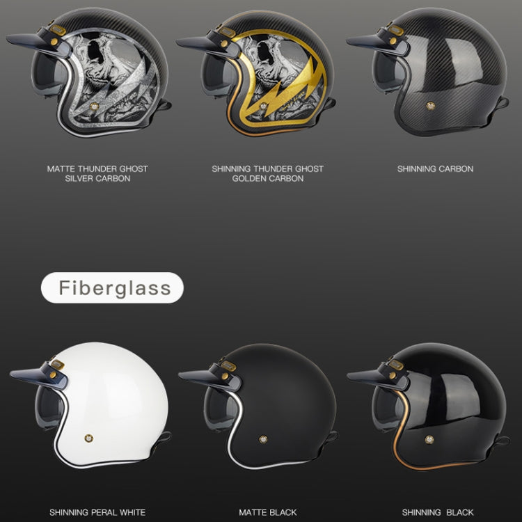 SOMAN Motorcycle Four Seasons Carbon Fiber Half Helmet, Color: FRP Pearl White(L) - Helmets by SOMAN | Online Shopping UK | buy2fix