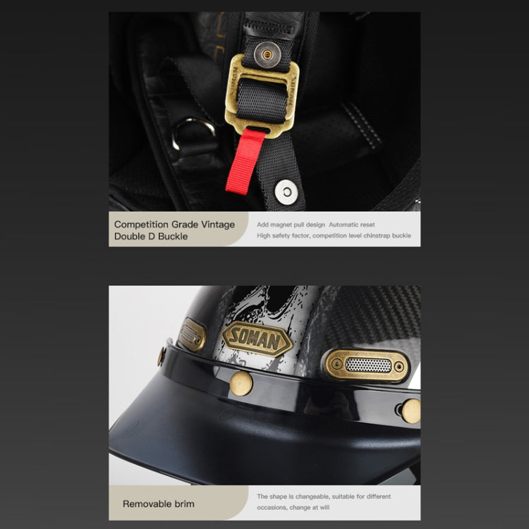 SOMAN Motorcycle Four Seasons Carbon Fiber Half Helmet, Color: FRP Matte Black(S) - Helmets by SOMAN | Online Shopping UK | buy2fix