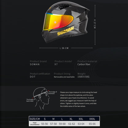 SOMAN Motorcycle Carbon Fiber Double Lens Thermal Safety Helmet, Size: XL(Cheetah Print) - Helmets by SOMAN | Online Shopping UK | buy2fix