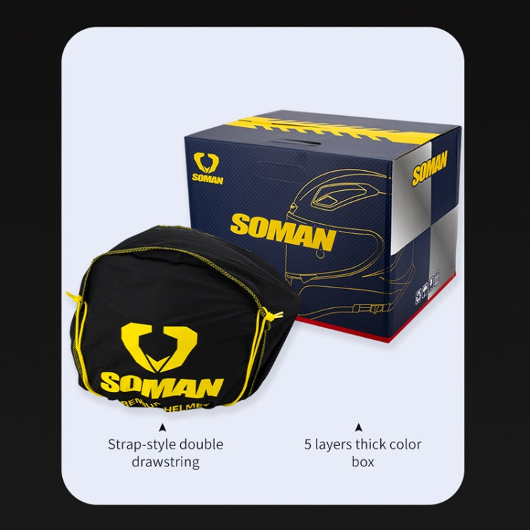 SOMAN Four Seasons Full Cover Motorcycle Helmet, Size: L(Snake Carbon Fiber Silver) - Helmets by SOMAN | Online Shopping UK | buy2fix