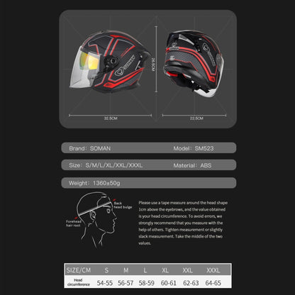 SOMAN Motorcycle Electric Bicycle Dual Lens Riding Helmet, Size: S(Bright Back) - Helmets by SOMAN | Online Shopping UK | buy2fix