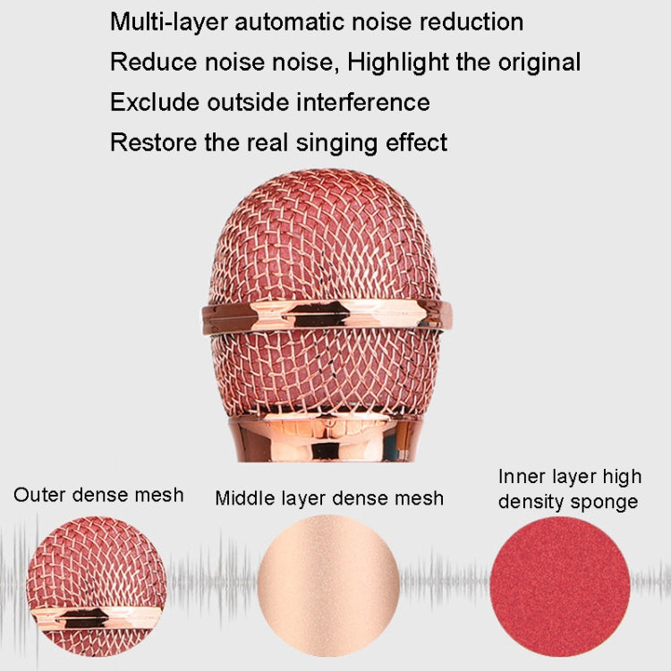 WS-858L LED Light Flashing Wireless Capacitance Microphone Comes With Audio Mobile Phone Bluetoon Live Microphone(Rose Gold) - Microphone by buy2fix | Online Shopping UK | buy2fix