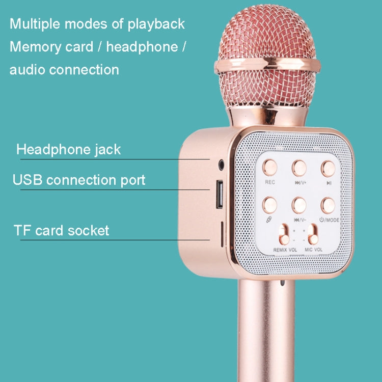 WS-1818 LED Light Flashing Microphone Self-contained Audio Bluetooth Wireless Microphone(Rose Gold) - Microphone by buy2fix | Online Shopping UK | buy2fix