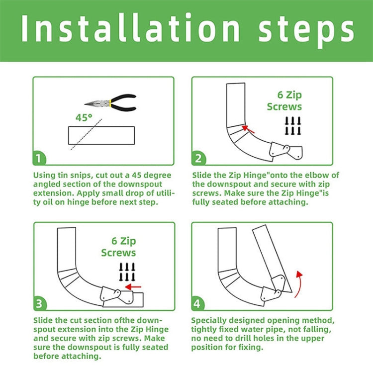 2pcs Gutter Extension Hinge Downspout Extension Flip-Up Hinge For Rectangle Or Square Downspout - Pipes & Fittings by buy2fix | Online Shopping UK | buy2fix