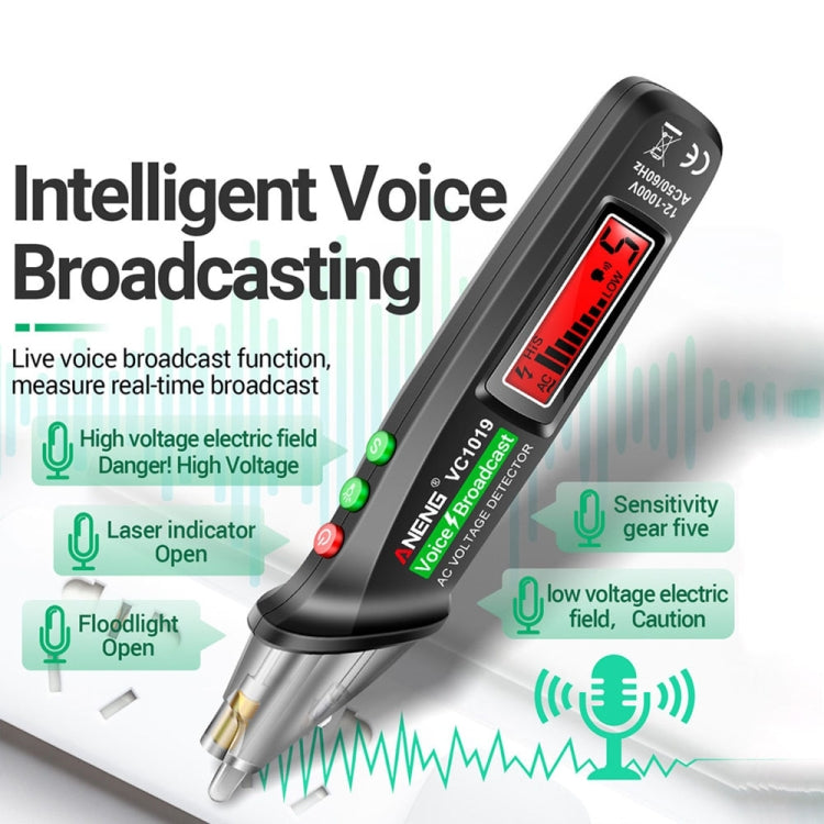 ANENG VC1019 Non-Contact Induction Electric Pen High-Precision Line Detection Breakpoint Voice Test Pen(Black) - Current & Voltage Tester by ANENG | Online Shopping UK | buy2fix