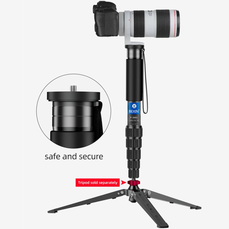 BEXIN P336CF-S Carbon Fiber Monopod Travel Shooting Mobile Phone Live Selfie Bracket Retractable Portable Monopod - Monopods by BEXIN | Online Shopping UK | buy2fix