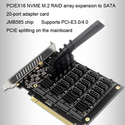 PCIEX16 NVME M.2 RAID Array Expansion SATA 20 Port Transfer Card - Card Adapter by buy2fix | Online Shopping UK | buy2fix