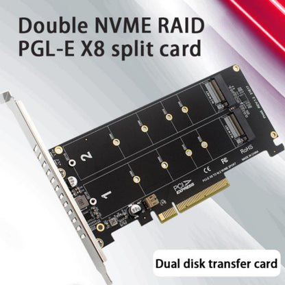 PCI-E X8 Double Disk Transfer Card NVME M.2 MKEY SSD RAID Array Expansion Adapter(PH45) - Card Adapter by buy2fix | Online Shopping UK | buy2fix