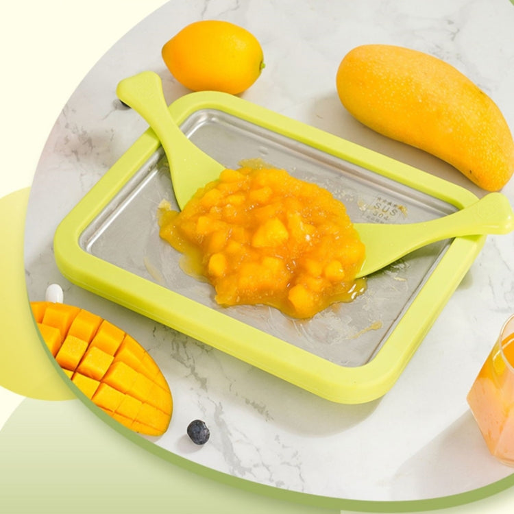 Mini Household Fried Yogurt Machine Children Homemade DIY Fried Ice Tray, Color: Stainless Steel Green 26x21cm - Yogurt Machine by buy2fix | Online Shopping UK | buy2fix