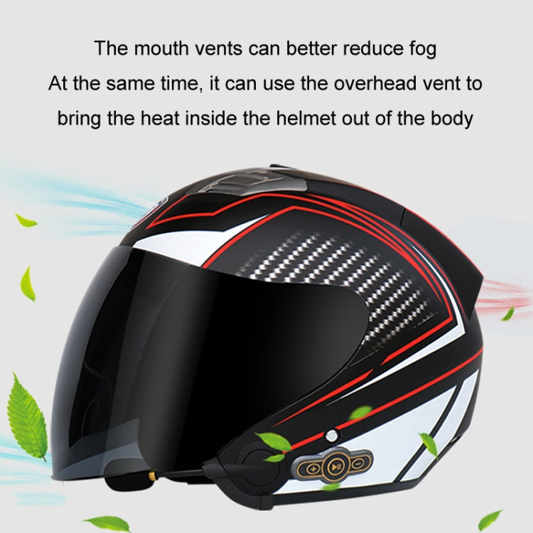 KUQIBAO Motorcycle Smart Bluetooth Sun Protection Double Lens Safety Helmet, Size: L(Matte Black Phantom Fiber) - Helmets by KUQIBAO | Online Shopping UK | buy2fix