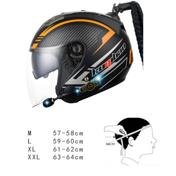 KUQIBAO Motorcycle Bluetooth Headset Double Lens Helmet With Braid, Size: M(White) - Helmets by KUQIBAO | Online Shopping UK | buy2fix