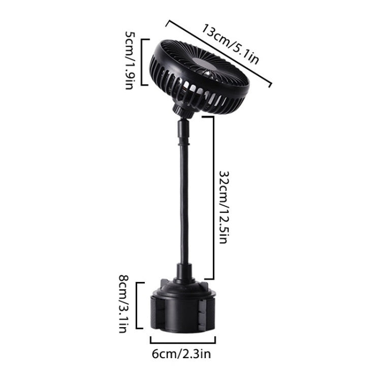 12V/24V High Wind Cooling USB Car Cup Holder Single Head Fan(R-8050) - Heating & Fans by buy2fix | Online Shopping UK | buy2fix