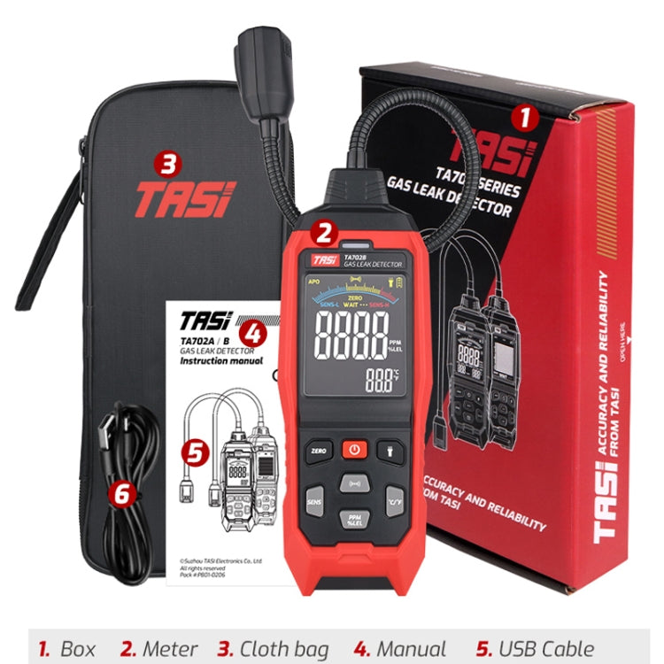 TASI TA702B Simulation Bar+Digital Display Cumbelo Gas Detector Portable Gas Testing Instrument Natural Gas Discovery Detective - Gas Monitor by TASI | Online Shopping UK | buy2fix