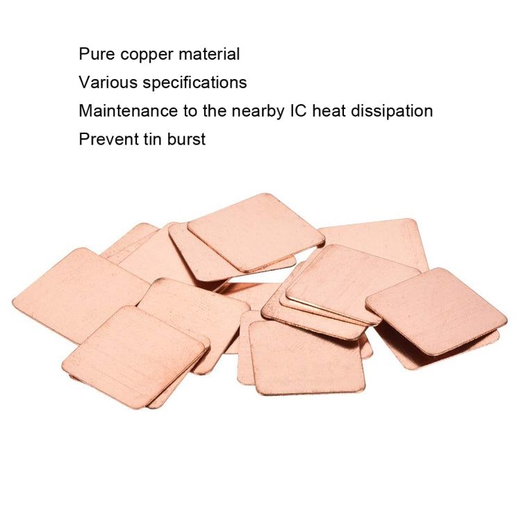 20pcs Laptop Cooling Copper Heat Sink Thermal Conductive Tabs Cell Phone Computer Graphics Card Heat Sinks 20x20x1.2mm - Others by buy2fix | Online Shopping UK | buy2fix