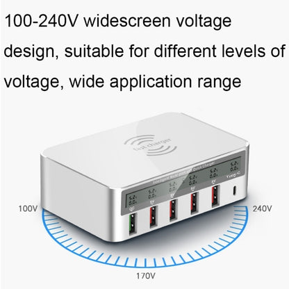 818F 5 USB Ports + Type-C Multifunctional Multi-Port Wireless Charger, Style: US Plug (White) - Multifunction Charger by buy2fix | Online Shopping UK | buy2fix