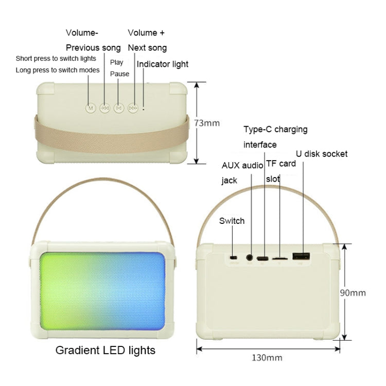 Portable RGB Lighting Effect Bluetooth Speaker Home Mini Karaoke Audio, Style: Dual Microphone+Speaker(Beige) - Microphone by buy2fix | Online Shopping UK | buy2fix