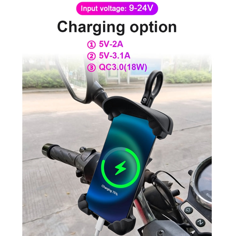 Motorcycle Sunshade Rainproof Mobile Phone Holder, Shape: Charging Handlebar Holder 5V-3.1A - Holder by buy2fix | Online Shopping UK | buy2fix