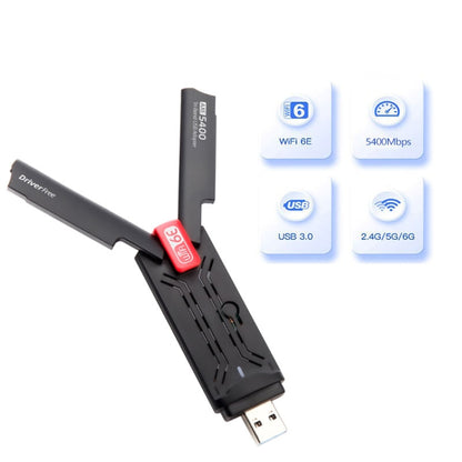AX5400M 2.4G/5G/6G WIFI 6E Standard USB 3.0 Network Card WIFI Transmitter Receiver(Red) - USB Network Adapter by buy2fix | Online Shopping UK | buy2fix