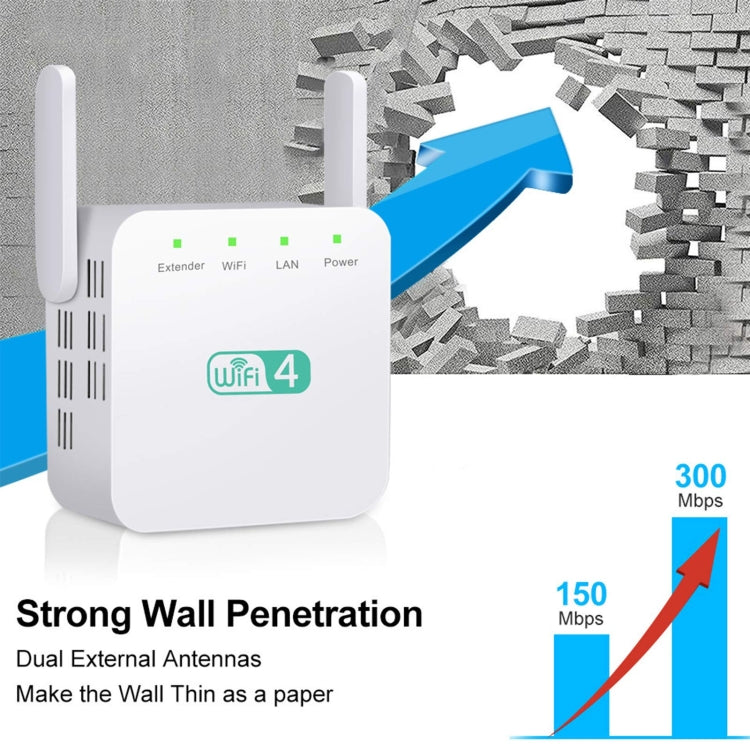 2.4G 300M Wi-Fi Amplifier Long Range WiFi Repeater Wireless Signal Booster EU Plug White - Broadband Amplifiers by buy2fix | Online Shopping UK | buy2fix