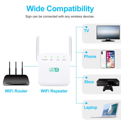 2.4G 300M Wi-Fi Amplifier Long Range WiFi Repeater Wireless Signal Booster EU Plug Black - Broadband Amplifiers by buy2fix | Online Shopping UK | buy2fix