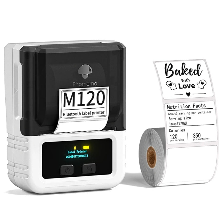 Phomemo M120 Label Maker Barcode Printer Bluetooth Thermal Label Machine(White) - Printer by Phomemo | Online Shopping UK | buy2fix