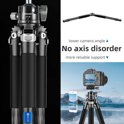 BEXIN RC254 Carbon Fiber Portable Folding Tripod SLR Camera Low Gravity Center Gimbal Photography Bracket - Tripods by BEXIN | Online Shopping UK | buy2fix