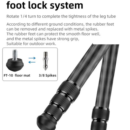 BEXIN RC254 Carbon Fiber Portable Folding Tripod SLR Camera Low Gravity Center Gimbal Photography Bracket - Tripods by BEXIN | Online Shopping UK | buy2fix