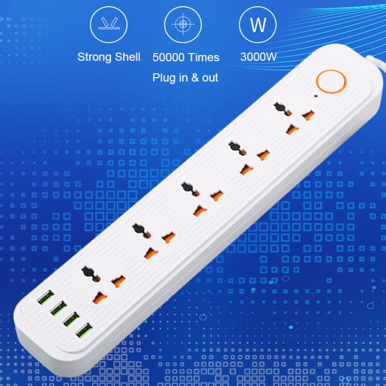 A03 2m 3000W 5 Plugs + 4-USB Ports Multifunctional Flame-retardant Socket with Switch(US Plug) - Extension Socket by buy2fix | Online Shopping UK | buy2fix