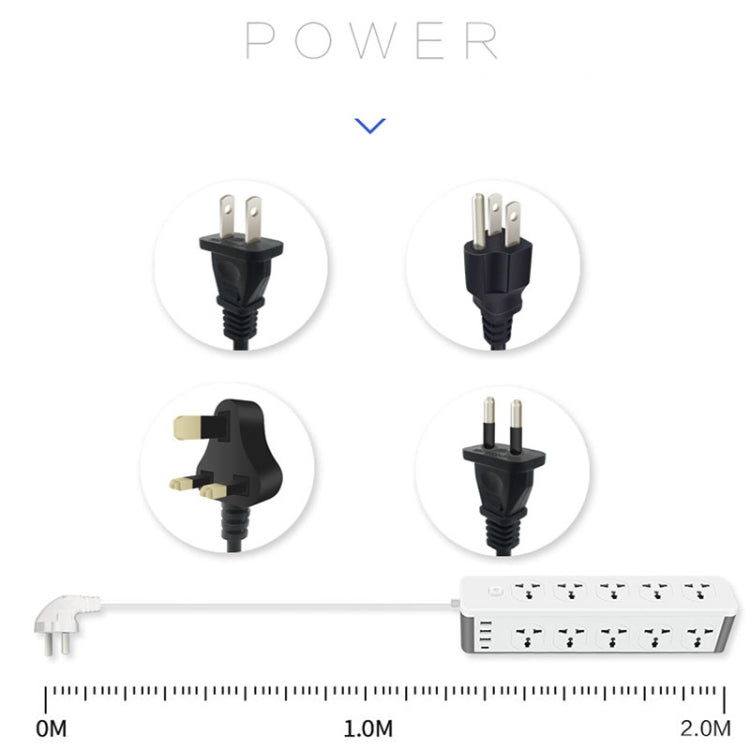 D15 2m 3000W 10 Plugs + PD + 3-USB Ports Vertical Socket With Switch, Specification: Three-pin US Plug - Extension Socket by buy2fix | Online Shopping UK | buy2fix