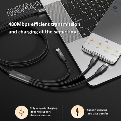 ROMOSS PD100W 3-In-1 Data Cable Type-C/USB-C To 8 Pin & Type-C & Micro Fast Charging Line 1.5m(Gray) - Multifunction Cable by ROMOSS | Online Shopping UK | buy2fix