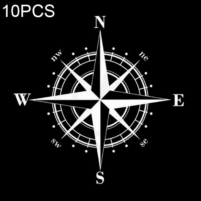 10 PCS  Art Design Vinyl NSWE Compass Car Stickers Decals, Black + White - Decorative Sticker by buy2fix | Online Shopping UK | buy2fix