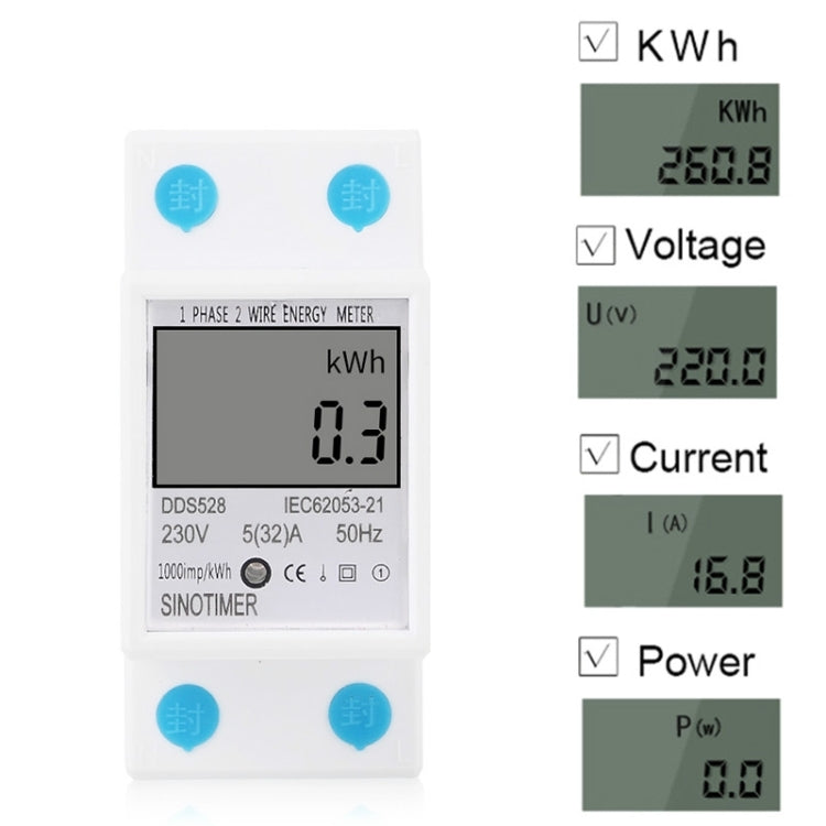 DDS528 5-32A 230V 50Hz Single-phase Household DIN Rail Electronic Multi-function Energy Meter - Consumer Electronics by buy2fix | Online Shopping UK | buy2fix