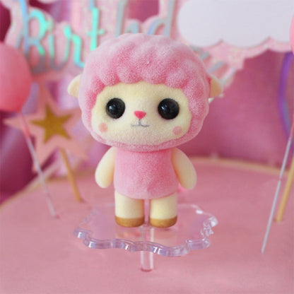 Little Cute PVC Flocking Animal Sheep Dolls Birthday Gift Kids Toy, Size: 5.5*3.5*7cm(Pink) - Soft Toys by buy2fix | Online Shopping UK | buy2fix