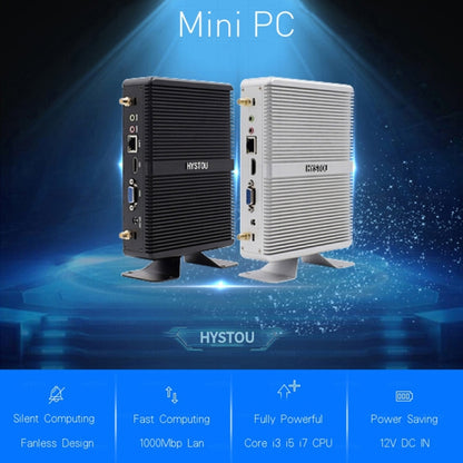 HYSTOU H2 Windows / Linux System Mini PC, Intel Core I3-7167U Dual Core Four Threads up to 2.80GHz, Support mSATA 3.0, 8GB RAM DDR4 + 256GB SSD 500GB HDD (Black) - Windows Mini PCs by HYSTOU | Online Shopping UK | buy2fix