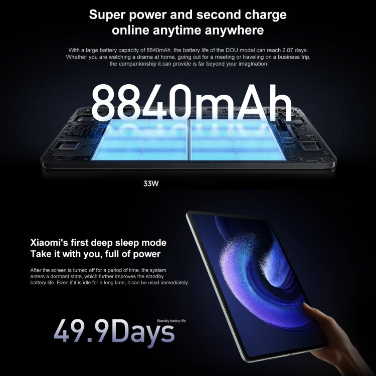 Xiaomi Pad 6, 11.0 inch, 8GB+256GB, MIUI 14 Qualcomm Snapdragon 870 7nm Octa Core up to 3.2GHz, 8840mAh Battery, Support BT, WiFi (Black) - Other by Xiaomi | Online Shopping UK | buy2fix