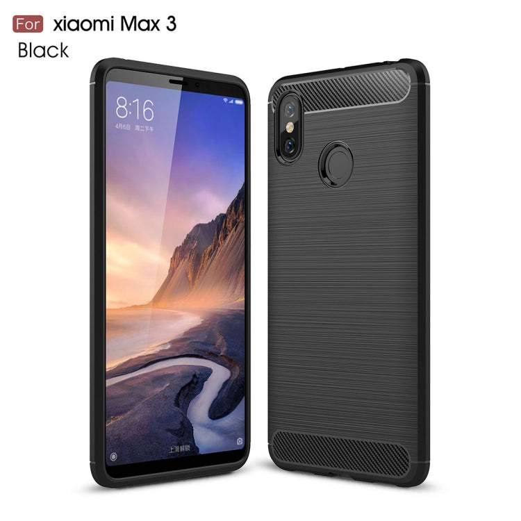 Brushed Texture Carbon Fiber Shockproof TPU Case for Xiaomi Mi Max 3(Black) - Xiaomi Cases by buy2fix | Online Shopping UK | buy2fix