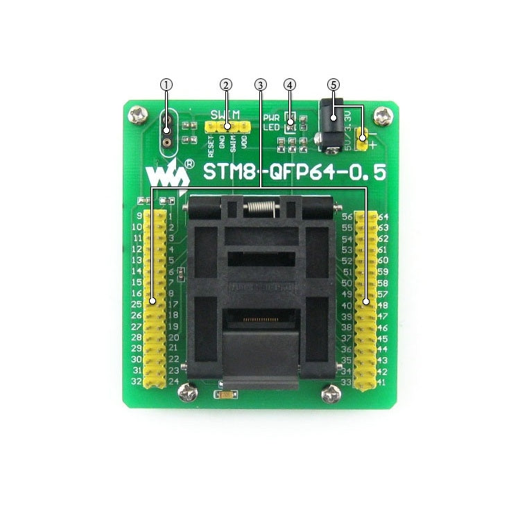 Waveshare STM8-QFP64-0.5, Programmer Adapter - MCU Tools by Waveshare | Online Shopping UK | buy2fix