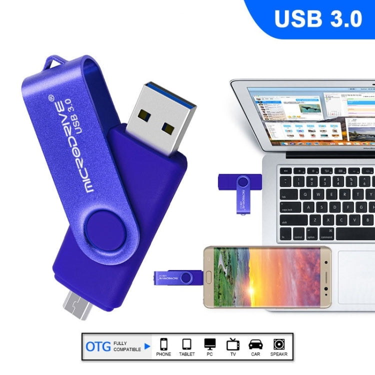 MicroDrive 32GB USB 3.0 Android Phone & Computer Dual-use Rotary Metal U Disk (Purple) - USB Flash Drives by MicroDrive | Online Shopping UK | buy2fix