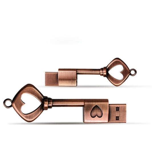 MicroDrive 64GB USB 2.0 Copper Love Key U Disk - USB Flash Drives by MicroDrive | Online Shopping UK | buy2fix