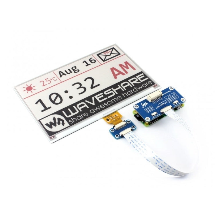 Waveshare 7.5 inch 640x384 E-Ink Display HAT for Raspberry Pi, Three-color, SPI Interface - Modules Expansions Accessories by Waveshare | Online Shopping UK | buy2fix