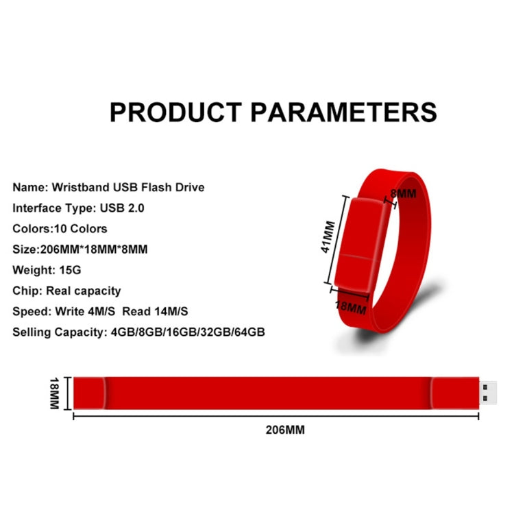 MicroDrive 4GB USB 2.0 Fashion Bracelet Wristband U Disk (Orange) - USB Flash Drives by MicroDrive | Online Shopping UK | buy2fix